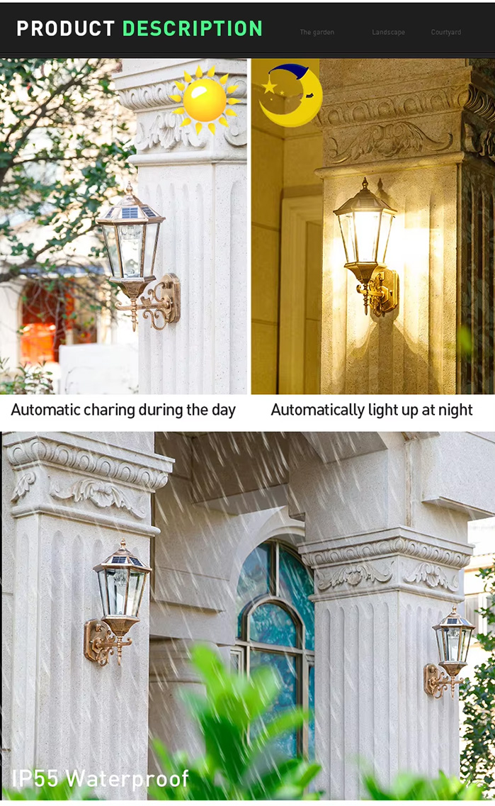 Solar Wall Light with Dimmable Brightness