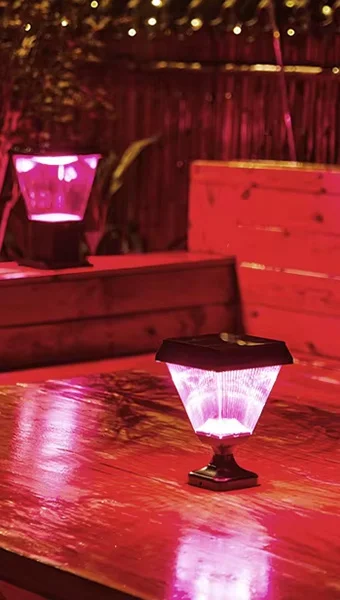 Solar Pillar Lights for Outdoor Use in use