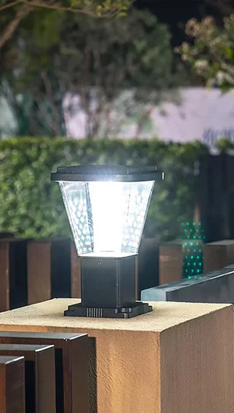 Modern Aluminum Solar Pillar Light in use