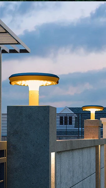 Solar-Powered Gate Post Lights in use