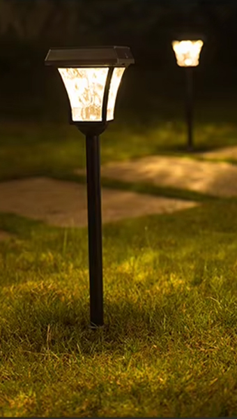 Solar Aluminum Garden Stake Light in use